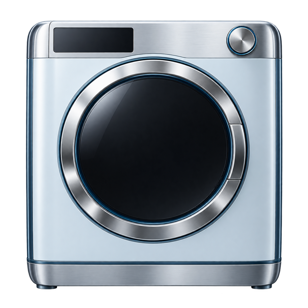 Chrome coin laundry machine with a circular glass drum